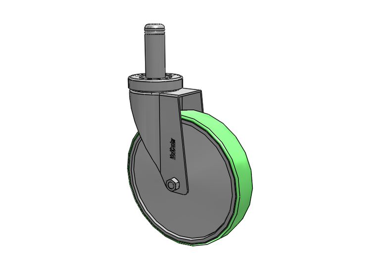 Stainless Steel Hospital Grip Ring Stem Caster with 6 x 1.25 Antimicrobial Rubber Wheel