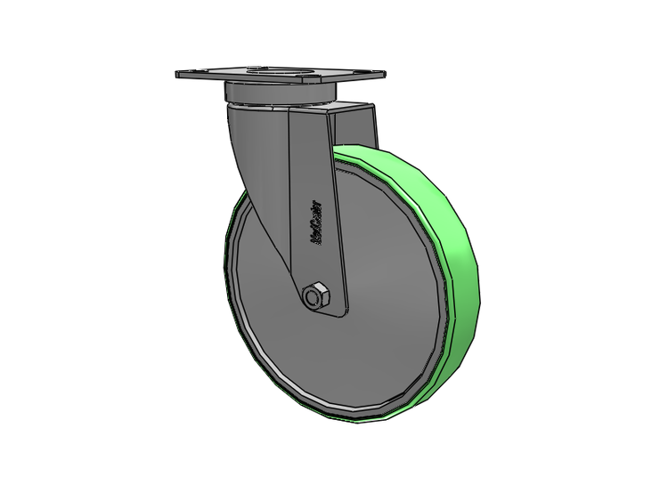 Stainless Steel Hospital Top Plate Swivel Caster with 6 x 1.25 Antimicrobial Rubber Wheel