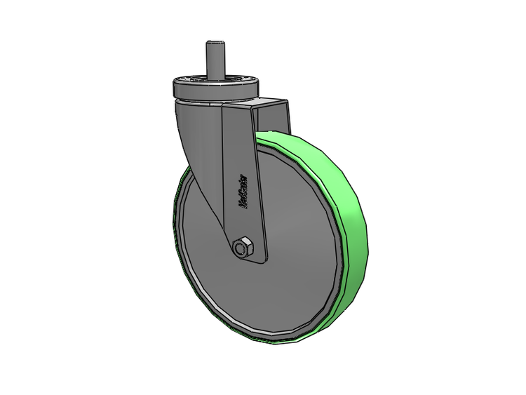 Stainless Steel Hospital Threaded Stem Caster with 6 x 1.25 Antimicrobial Rubber Wheel