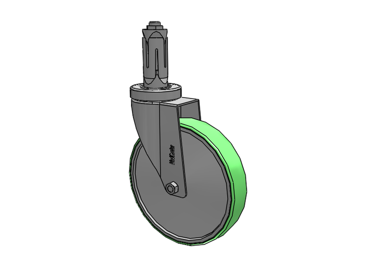 Stainless Steel Hospital Round Nylon Expanding Adapters Caster with 6 x 1.25 Antimicrobial Rubber Wheel