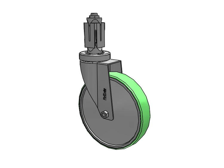 Stainless Steel Hospital Square Nylon Expanding Adapters Caster with 6 x 1.25 Antimicrobial Rubber Wheel