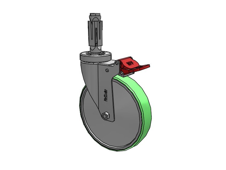 Stainless Steel Hospital Square Nylon Expanding Adapters Caster with 6 x 1.25 Antimicrobial Rubber Wheel Total Lock