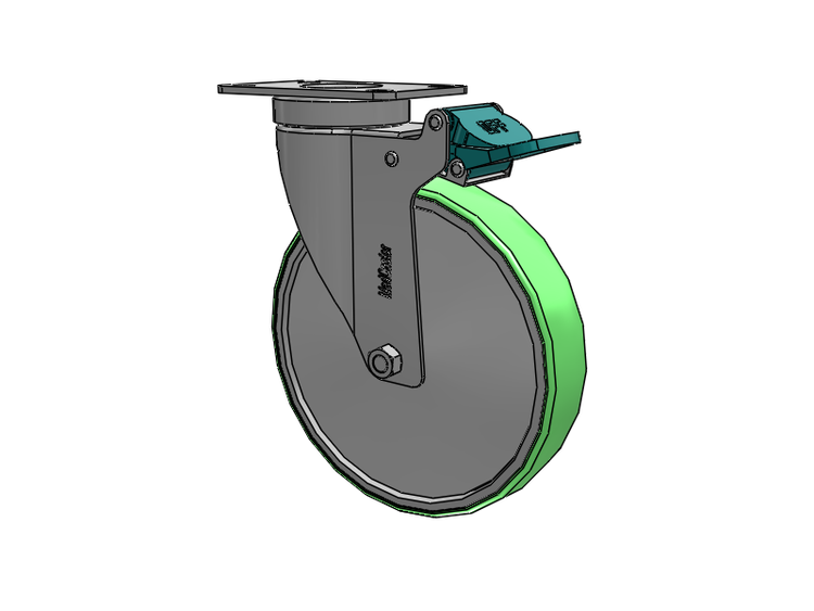 Stainless Steel Hospital Top Plate Swivel Caster with 6 x 1.25 Antimicrobial Rubber Wheel and Directional Lock Brake