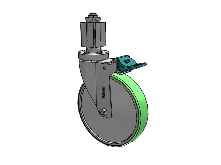 Stainless Steel Hospital Square Nylon Expanding Adapters Caster with 6 x 1.25 Antimicrobial Rubber Wheel Directional Lock