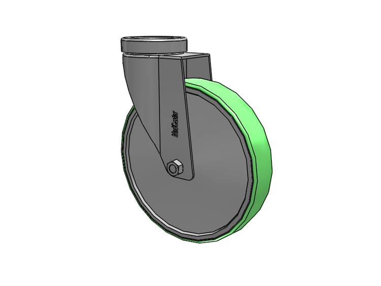 Stainless Steel Hospital Hollow Kingpin Swivel Caster with 6 x 1.25 Antimicrobial Rubber Wheel