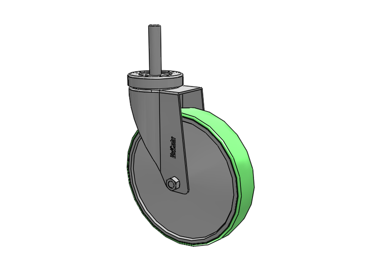 Stainless Steel Hospital Threaded Stem Caster with 6 x 1.25 Antimicrobial Rubber Wheel