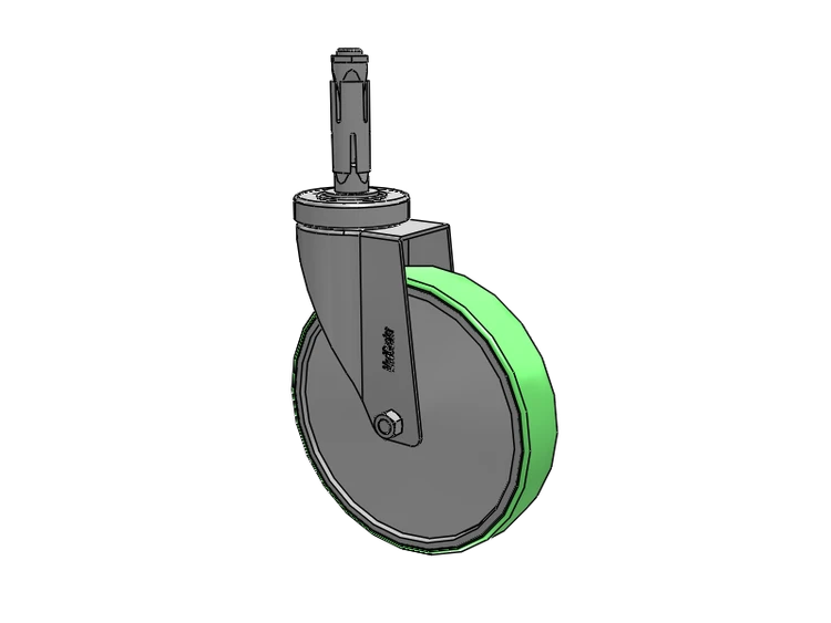 Stainless Steel Hospital Round Nylon Expanding Adapters Caster with 6 x 1.25 Antimicrobial Rubber Wheel