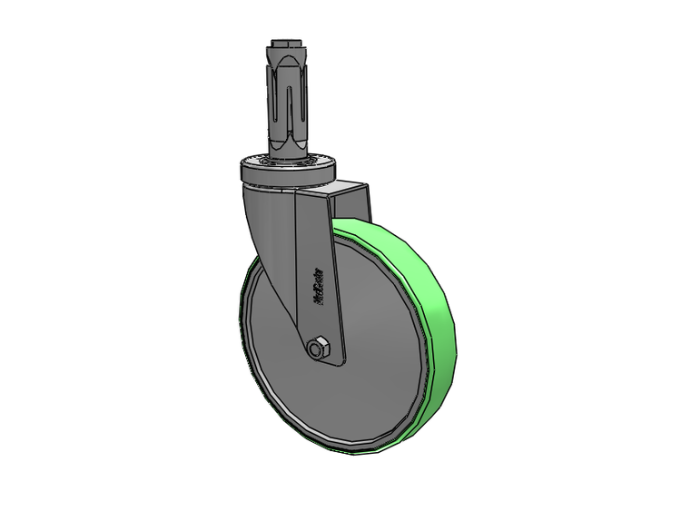 Stainless Steel Hospital Round Nylon Expanding Adapters Caster with 6 x 1.25 Antimicrobial Rubber Wheel
