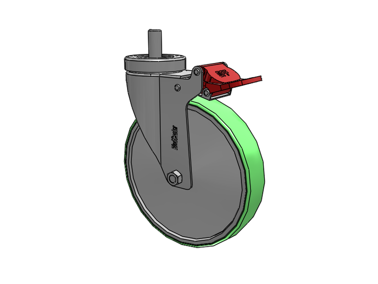 Stainless Steel Hospital Threaded Stem Caster with 6 x 1.25 Antimicrobial Rubber Wheel and Total Lock Brake