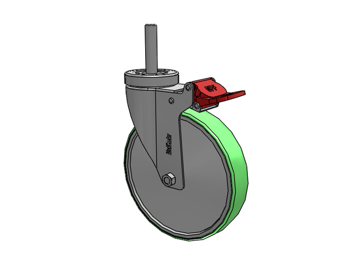 Stainless Steel Hospital Threaded Stem Caster with 6 x 1.25 Antimicrobial Rubber Wheel and Total Lock Brake