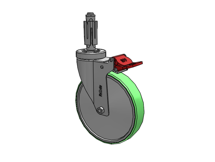 Stainless Steel Hospital Square Nylon Expanding Adapters Caster with 6 x 1.25 Antimicrobial Rubber Wheel Total Lock