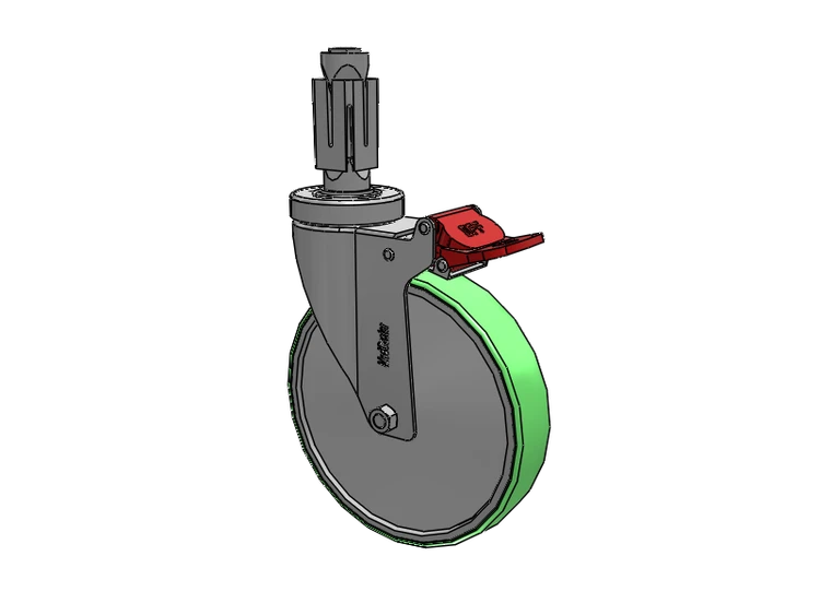Stainless Steel Hospital Square Nylon Expanding Adapters Caster with 6 x 1.25 Antimicrobial Rubber Wheel Total Lock