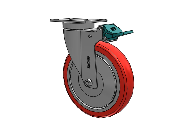 Stainless Steel Hospital Top Plate Swivel Caster with 6 x 1.25 High-Temp Thermal Rubber Wheel and Directional Lock Brake