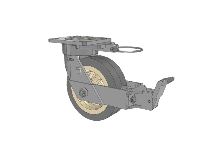 18 Series Top Plate Swivel Caster with 6 x 2 Grey Tread on Grey Core XS - Performa X-tra Soft Rubber (Flat) - Prevenz Antimicrobial Wheel and Face Brake