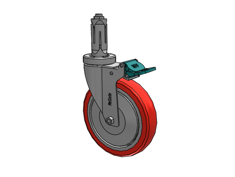 Stainless Steel Hospital Round Nylon Expanding Adapters Caster with 6 x 1.25 High-Temp Thermal Rubber Wheel Directional Lock