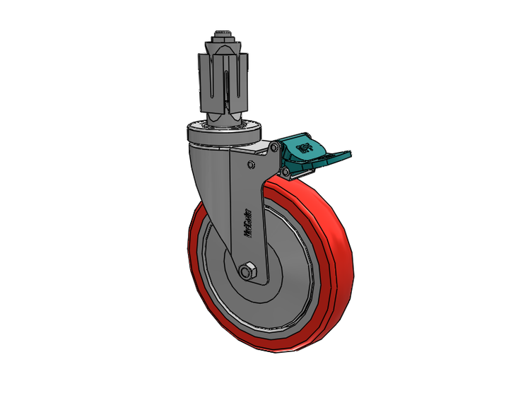 Stainless Steel Hospital Square Nylon Expanding Adapters Caster with 6 x 1.25 High-Temp Thermal Rubber Wheel Directional Lock