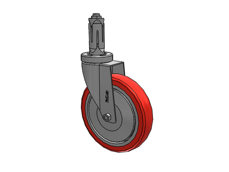 Stainless Steel Hospital Round Nylon Expanding Adapters Caster with 6 x 1.25 High-Temp Thermal Rubber Wheel
