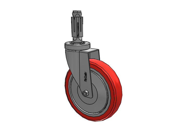 Stainless Steel Hospital Square Nylon Expanding Adapters Caster with 6 x 1.25 High-Temp Thermal Rubber Wheel