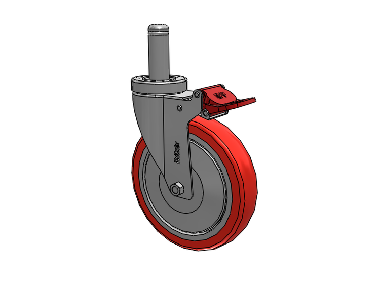Stainless Steel Hospital Grip Ring Stem Caster with 6 x 1.25 High-Temp Thermal Rubber Wheel and Total Lock Brake
