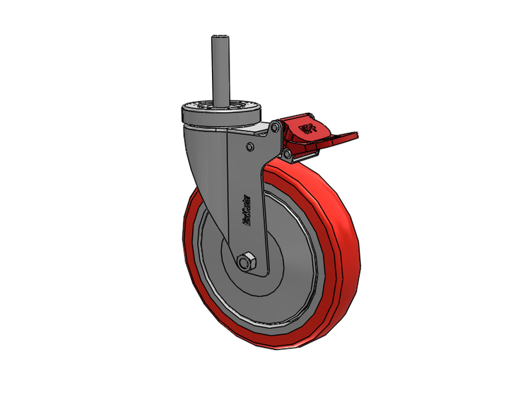 Stainless Steel Hospital Threaded Stem Caster with 6 x 1.25 High-Temp Thermal Rubber Wheel and Total Lock Brake