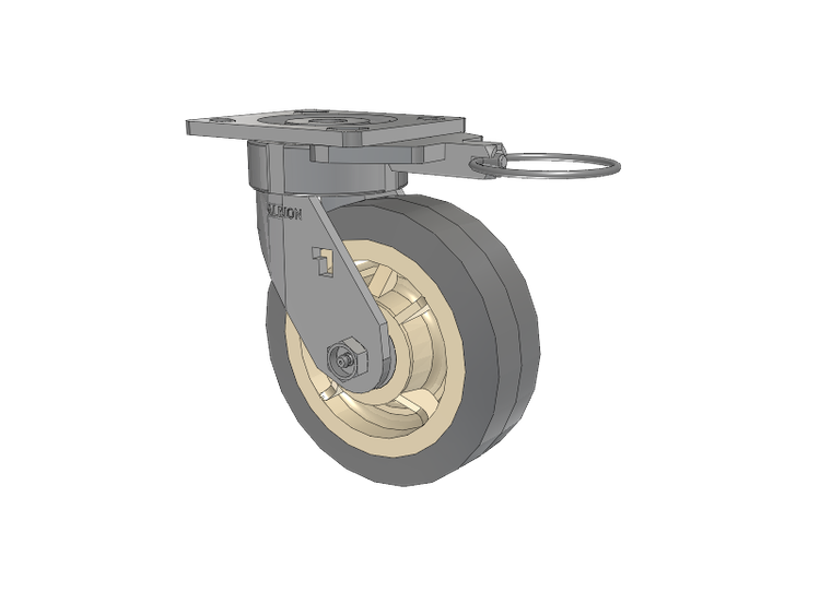 18 Series Top Plate Swivel Caster with 6 x 2 Grey Tread on Grey Core XS - Performa X-tra Soft Rubber (Flat) - Prevenz Antimicrobial Wheel