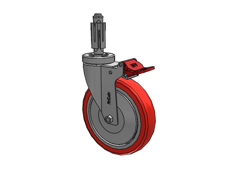Stainless Steel Hospital Square Nylon Expanding Adapters Caster with 6 x 1.25 High-Temp Thermal Rubber Wheel Total Lock