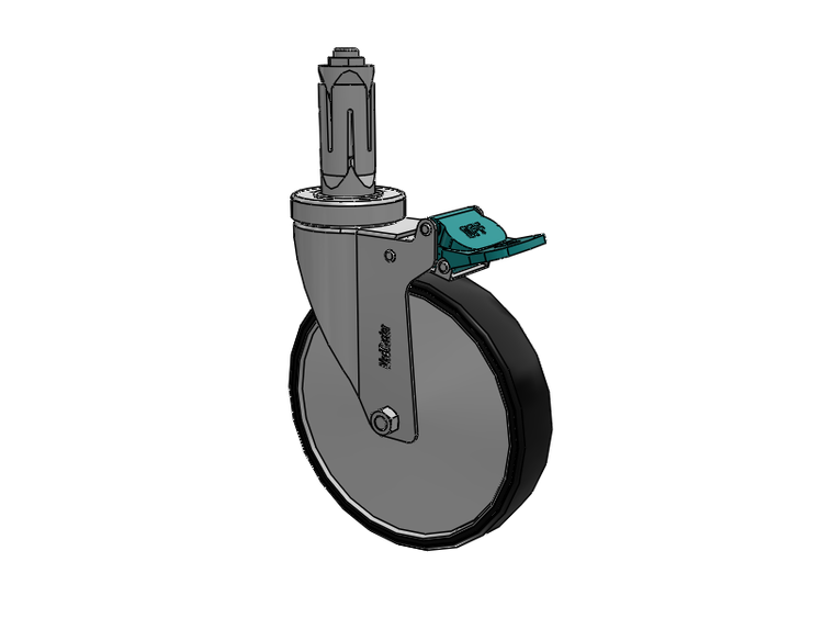 Stainless Steel Hospital Round Nylon Expanding Adapters Caster with 6 x 1.25 Polyurethane TPU Wheel Directional Lock