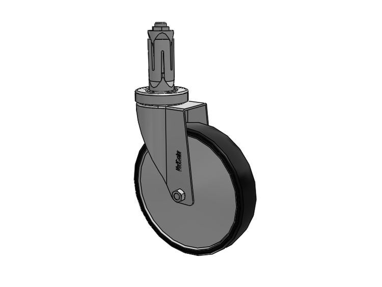 Stainless Steel Hospital Round Nylon Expanding Adapters Caster with 6 x 1.25 Polyurethane TPU Wheel