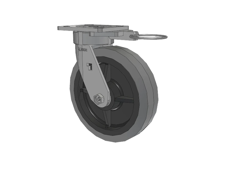 18 Series Top Plate Swivel Caster with 8 x 2 Grey Tread on Grey Core XS - Performa X-tra Soft Rubber (Flat) - Prevenz Antimicrobial Wheel