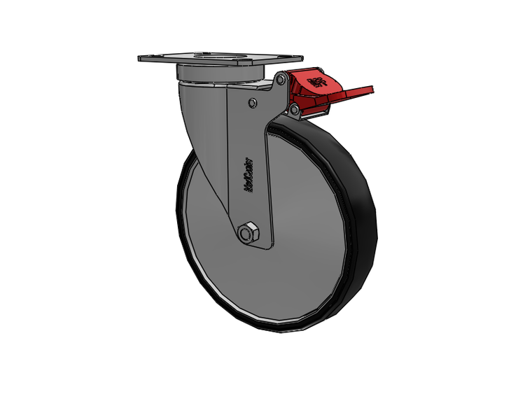 Stainless Steel Hospital Top Plate Swivel Caster with 6 x 1.25 Polyurethane TPU Wheel and Total Lock Brake