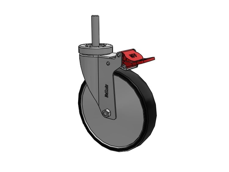 Stainless Steel Hospital Threaded Stem Caster with 6 x 1.25 Polyurethane TPU Wheel and Total Lock Brake