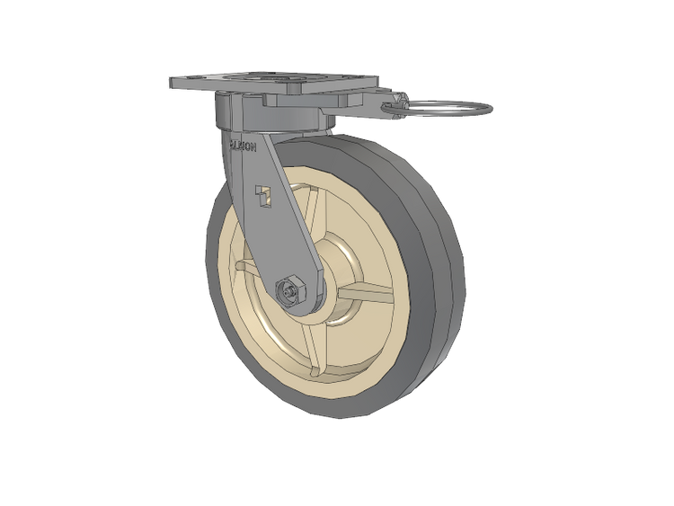18 Series Top Plate Swivel Caster with 8 x 2 Grey Tread on Grey Core XS - Performa X-tra Soft Rubber (Flat) - Prevenz Antimicrobial Wheel