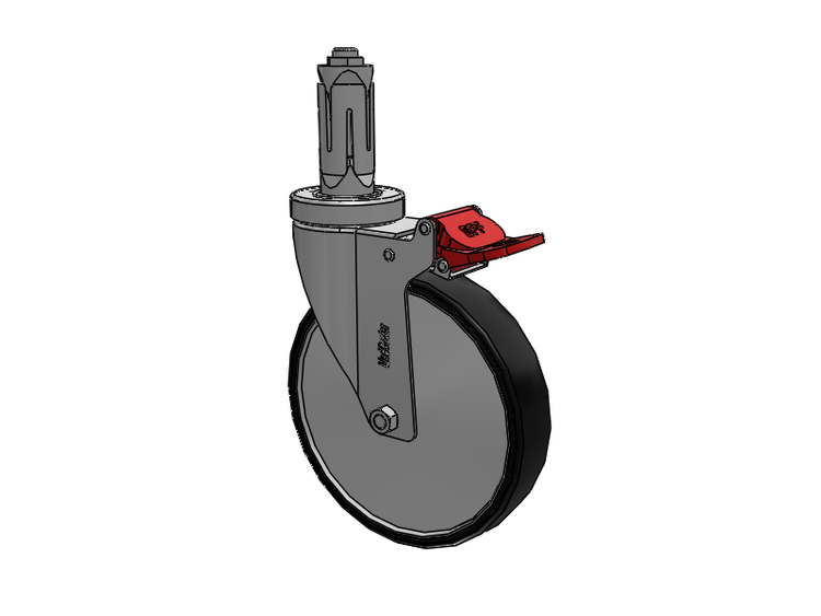 Stainless Steel Hospital Round Nylon Expanding Adapters Caster with 6 x 1.25 Polyurethane TPU Wheel Total Lock