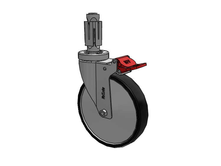 Stainless Steel Hospital Square Nylon Expanding Adapters Caster with 6 x 1.25 Polyurethane TPU Wheel Total Lock