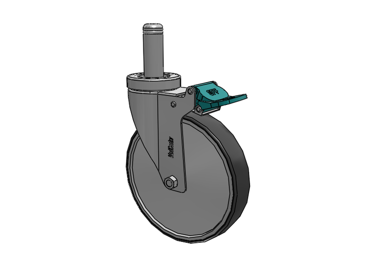 Stainless Steel Hospital Grip Ring Stem Caster with 6 x 1.25 Thermoplastic Rubber Wheel and Directional Lock Brake