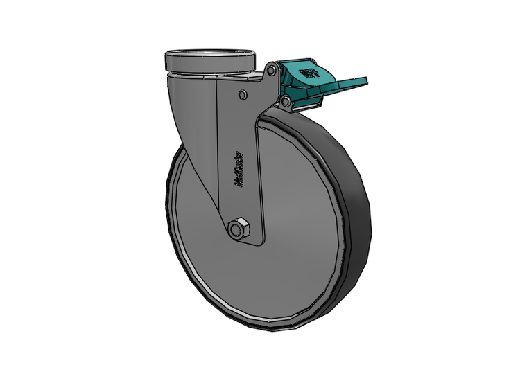 Stainless Steel Hospital Hollow Kingpin Caster with 6 x 1.25 Thermoplastic Rubber Wheel and Directional Lock Brake