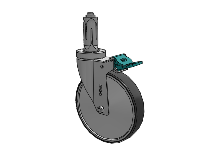 Stainless Steel Hospital Round Nylon Expanding Adapters Caster with 6 x 1.25 Thermoplastic Rubber Wheel Directional Lock