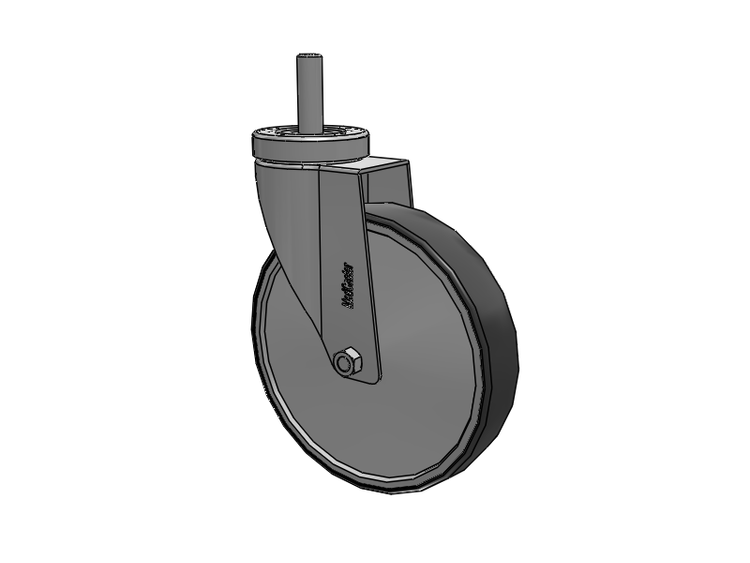 Stainless Steel Hospital Threaded Stem Caster with 6 x 1.25 Thermoplastic Rubber Wheel