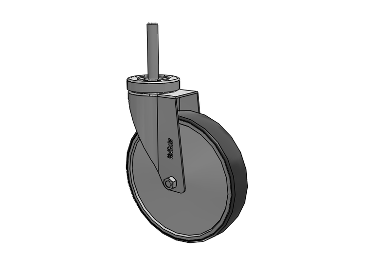 Stainless Steel Hospital Threaded Stem Caster with 6 x 1.25 Thermoplastic Rubber Wheel