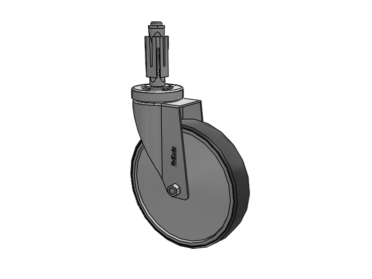 Stainless Steel Hospital Square Nylon Expanding Adapters Caster with 6 x 1.25 Thermoplastic Rubber Wheel
