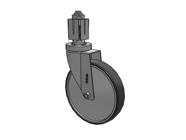 Stainless Steel Hospital Square Nylon Expanding Adapters Caster with 6 x 1.25 Thermoplastic Rubber Wheel