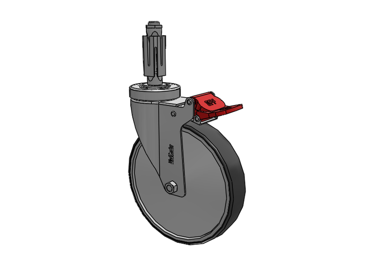 Stainless Steel Hospital Square Nylon Expanding Adapters Caster with 6 x 1.25 Thermoplastic Rubber Wheel Total Lock