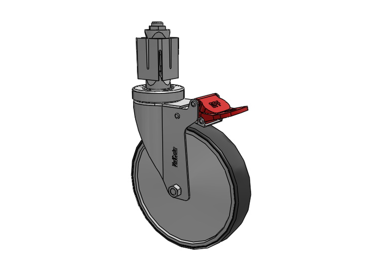 Stainless Steel Hospital Square Nylon Expanding Adapters Caster with 6 x 1.25 Thermoplastic Rubber Wheel Total Lock