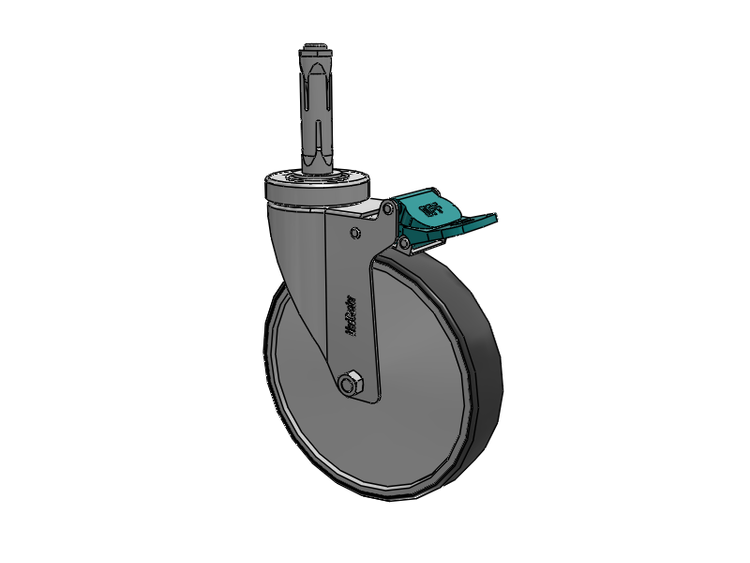 Stainless Steel Hospital Round Nylon Expanding Adapters Caster with 6 x 1.25 Thermoplastic Rubber Wheel Directional Lock