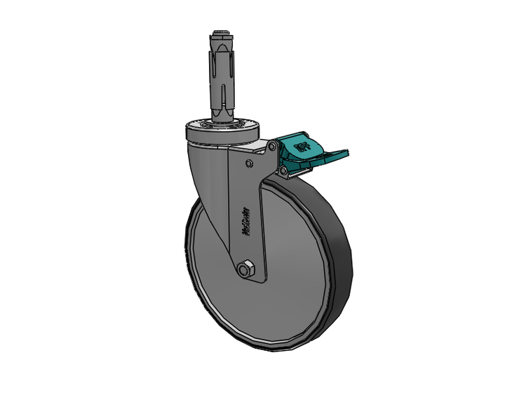 Stainless Steel Hospital Square Nylon Expanding Adapters Caster with 6 x 1.25 Thermoplastic Rubber Wheel Directional Lock