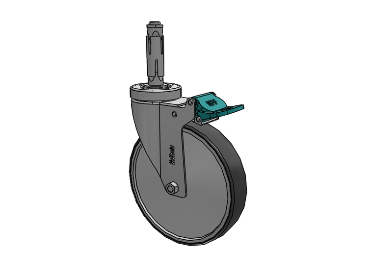 Stainless Steel Hospital Square Nylon Expanding Adapters Caster with 6 x 1.25 Thermoplastic Rubber Wheel Directional Lock