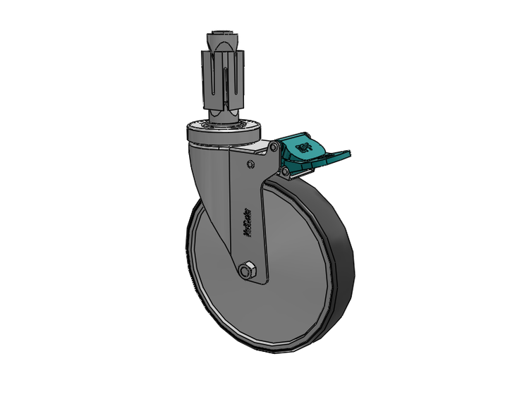 Stainless Steel Hospital Square Nylon Expanding Adapters Caster with 6 x 1.25 Thermoplastic Rubber Wheel Directional Lock