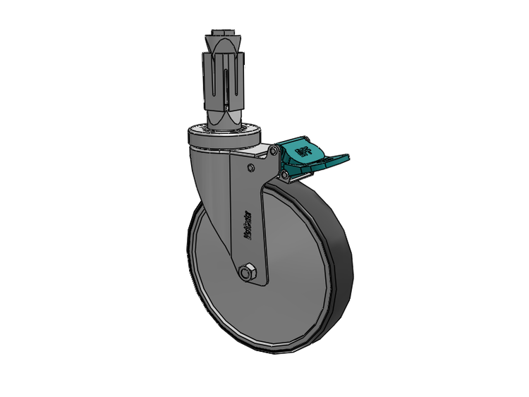Stainless Steel Hospital Square Nylon Expanding Adapters Caster with 6 x 1.25 Thermoplastic Rubber Wheel Directional Lock