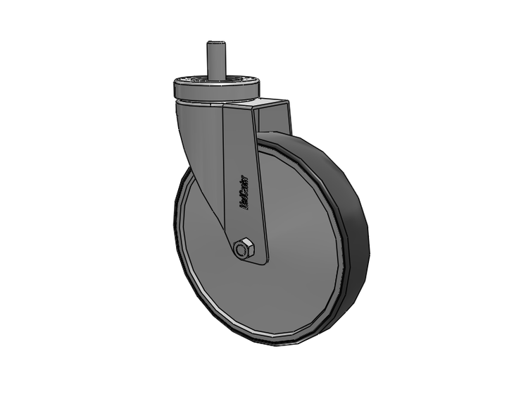 Stainless Steel Hospital Threaded Stem Caster with 6 x 1.25 Thermoplastic Rubber Wheel