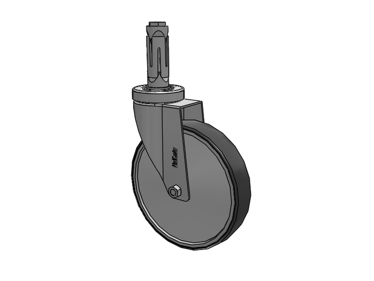 Stainless Steel Hospital Round Nylon Expanding Adapters Caster with 6 x 1.25 Thermoplastic Rubber Wheel